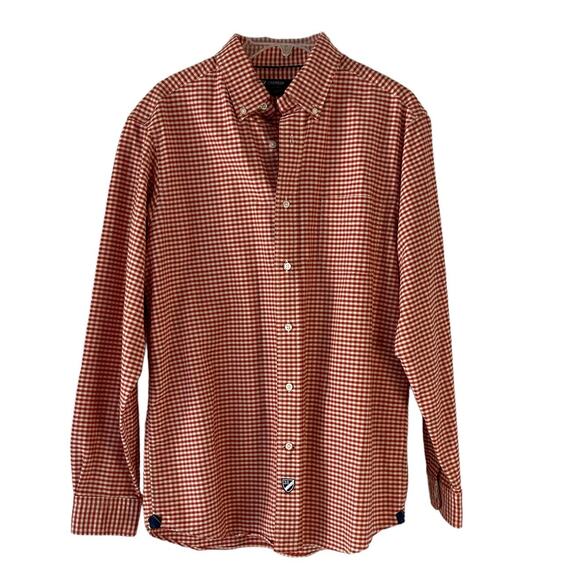 Daniel Cremieux Men's Size Medium Orange Gingham Button Up Shirt - Picture 1 of 9